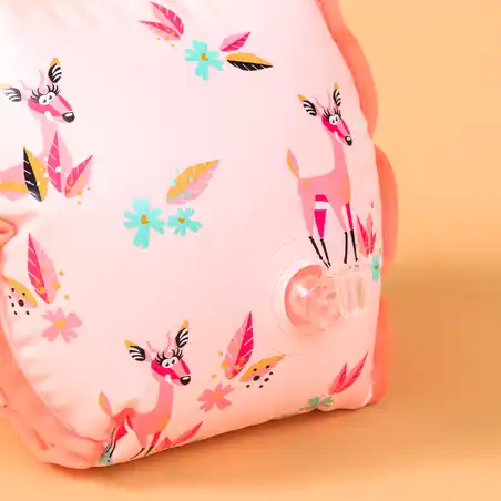 Pool Armbands - Pink with "Gazelle” Print Fabric Interior For Kids 15-30 kg