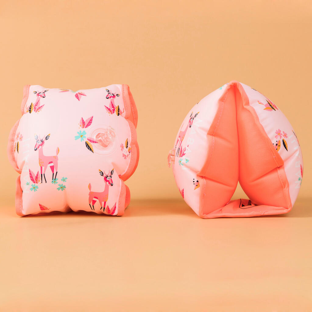 Brassards Piscine Rose Imprimé "Gazelle" Intérieur Tissu Enfant 15 -30 kg