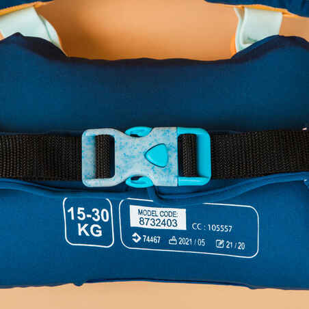 Παιδικά ρυθμιζόμενα μπρατσάκια με ζώνη για πισίνα 15 έως 30 kg TISWIM - Τύπωμα Τίγρης/Μπλε