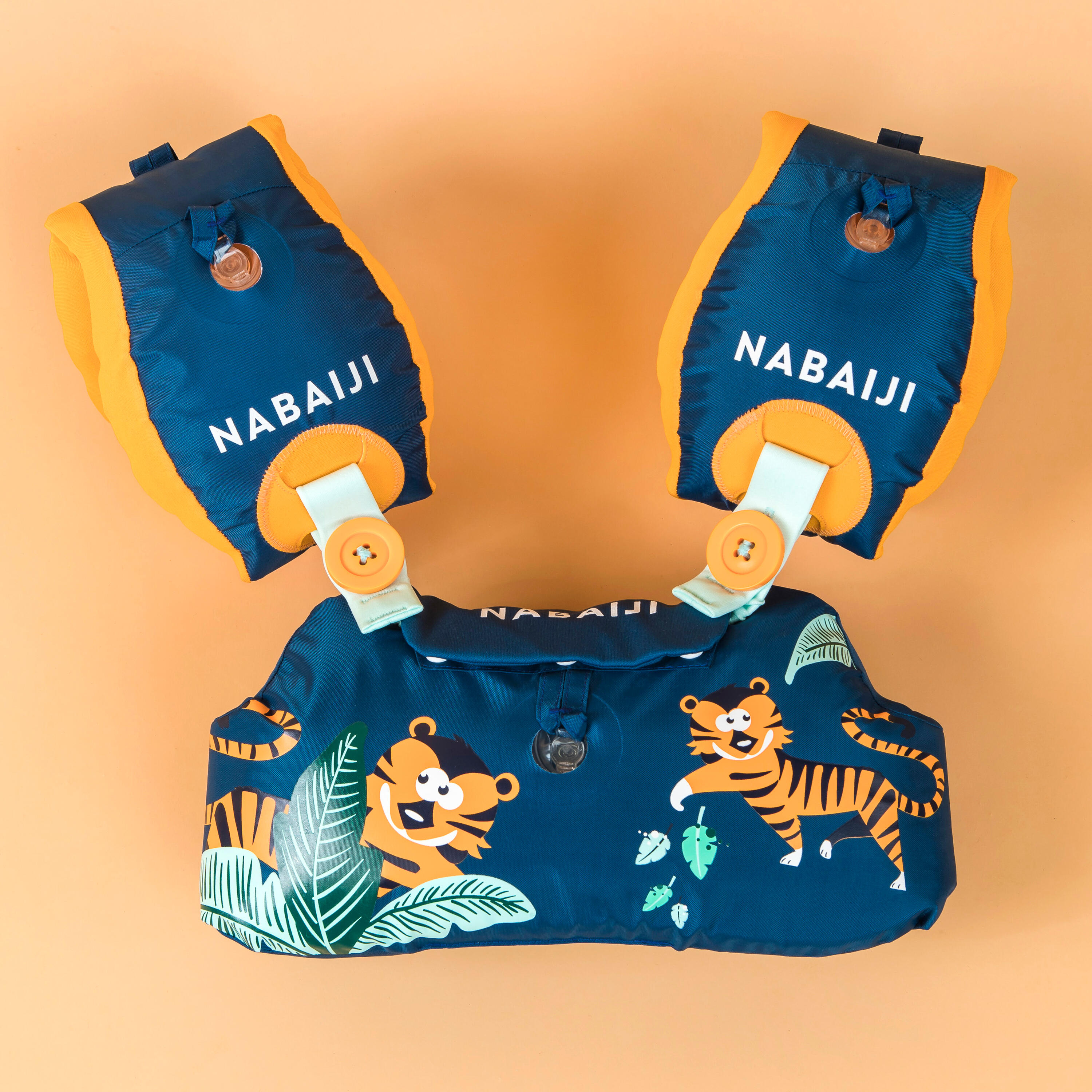 Kids’ Swimming Adjustable Pool Armbands-waistband 15 to 30 kg “Tiger” blue