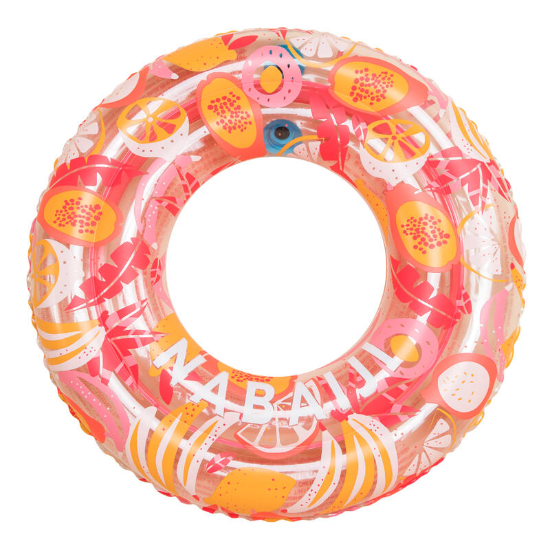 Opblaasbare zwemband 65 cm doorzichtig roze