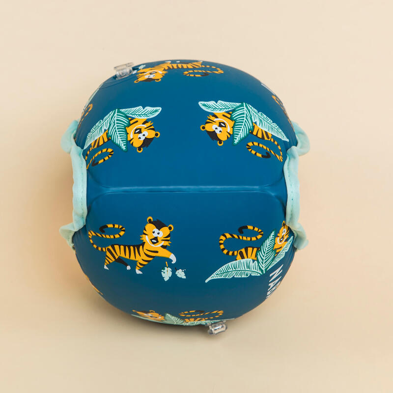 Zwembandjes voor kinderen van 15-30 kg binnenkant stof blauw met tijgerprint