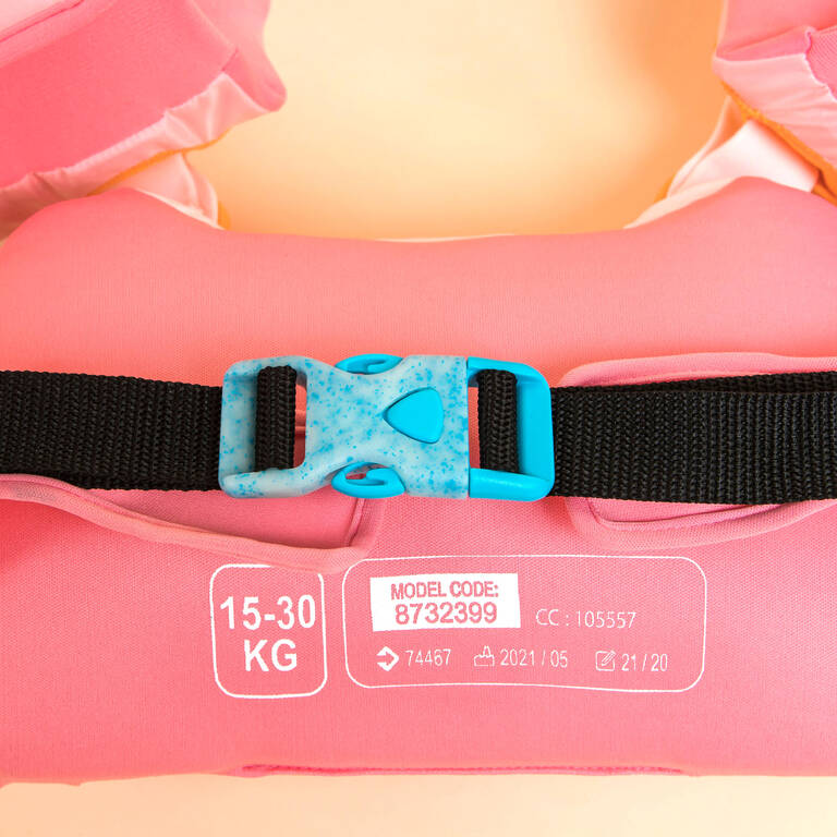 Kids swimming adjustable pool armbands-waistband 15 to 30 kg Tiswim Gazelle pink