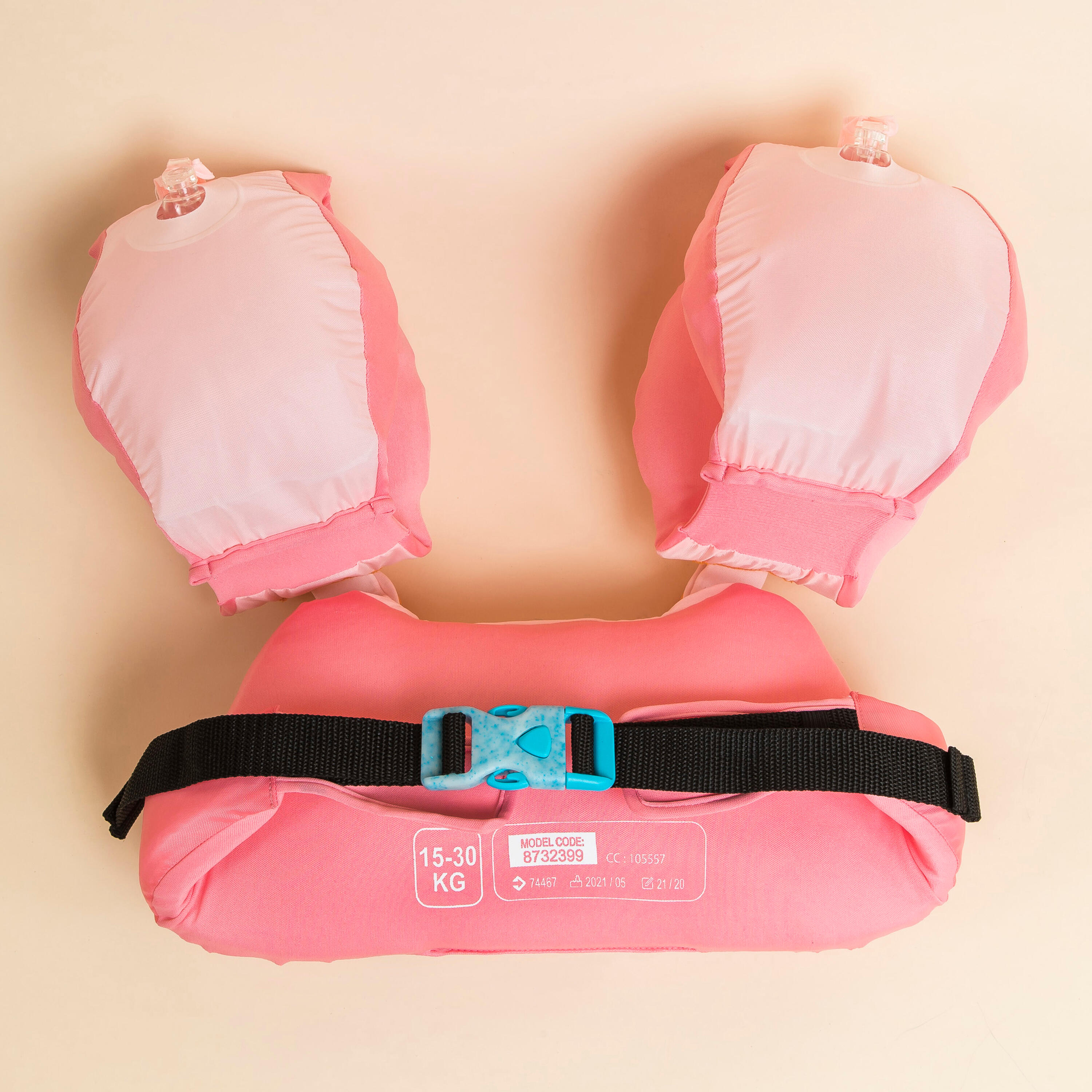 Kids’ Swimming Adjustable Pool Armbands-waistband 15 to 30 kg TISWIM “Gazelle” pink 2/7