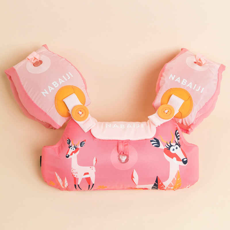 Kids’ Swimming Adjustable Pool Armbands-waistband 15 to 30 kg TISWIM “Gazelle” pink