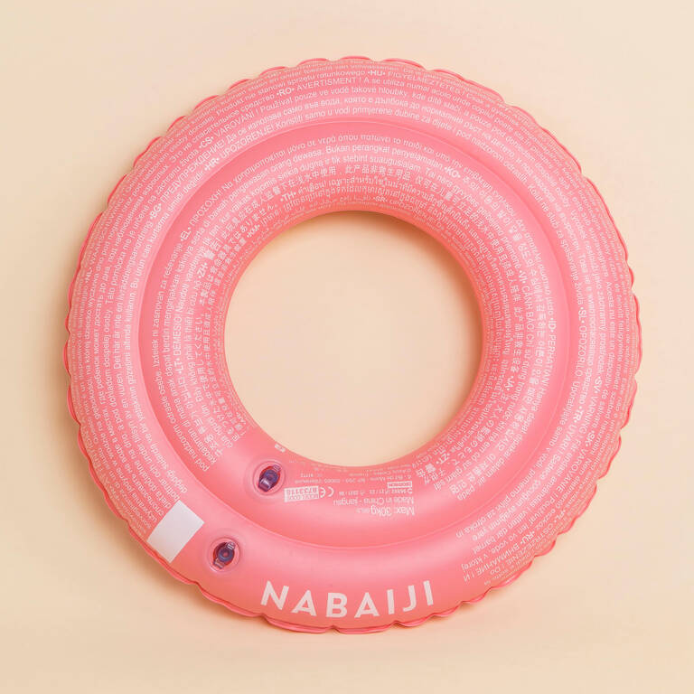 Kids’ Inflatable Pool Ring 51 cm - Pink with Blue MERMAID print Kids 3-6 years