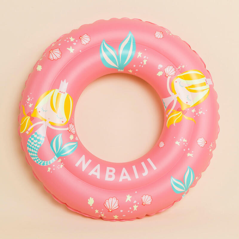 Kids’ Inflatable Pool Ring 51 cm - Pink with Blue MERMAID print Kids 3-6 years