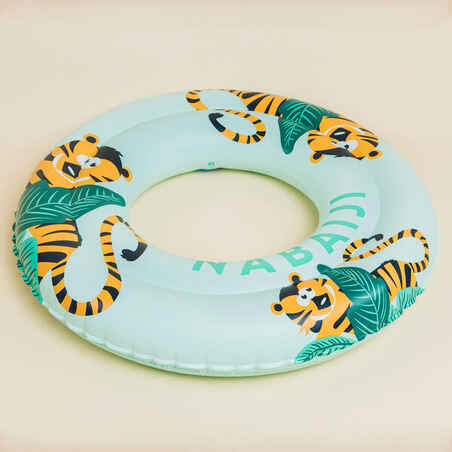 Kids’ Inflatable Pool Ring  65 cm - Green with Tiger Print For Kids  6-9 years