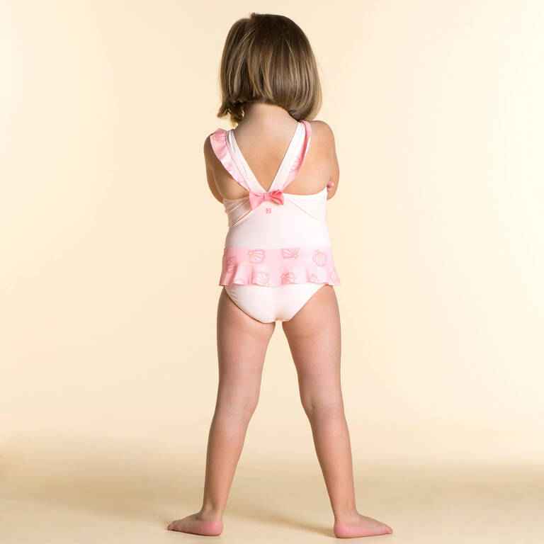 Baby Girls' 1-piece Skirt Swimsuit - Pink with Mermaid Print