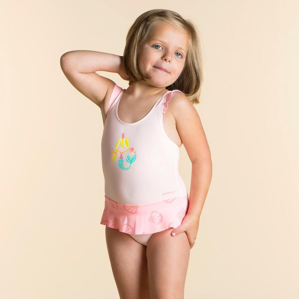 Maillot De Bain 1 Pièce Bébé Fille Jupette Rose Imprimé Sirène