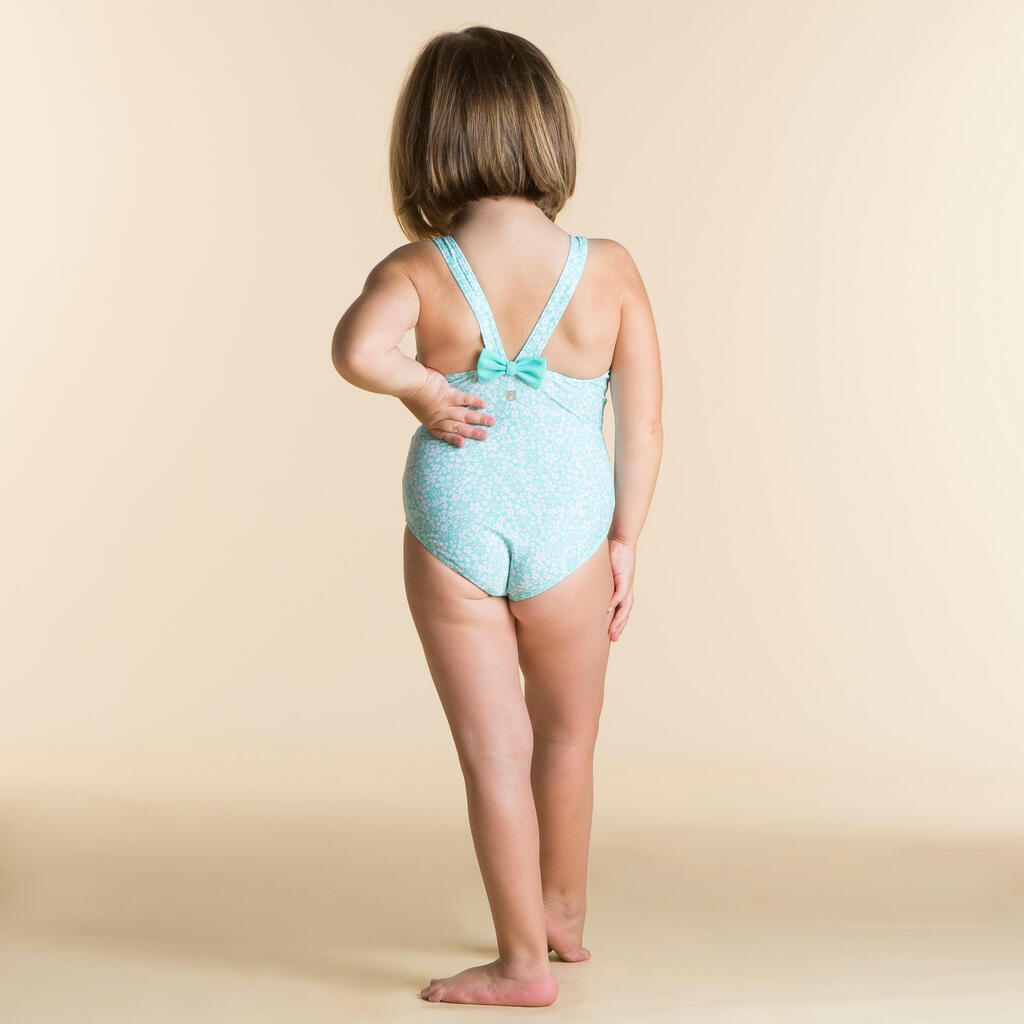 Baby Girls’ 1-Piece Swimsuit - Mint Green Flower Print