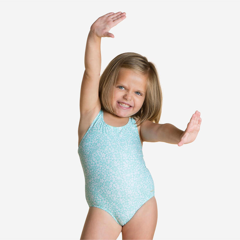 Maillot De Bain 1 Pièce Bébé Fille Vert Menthe Imprimé Fleurs