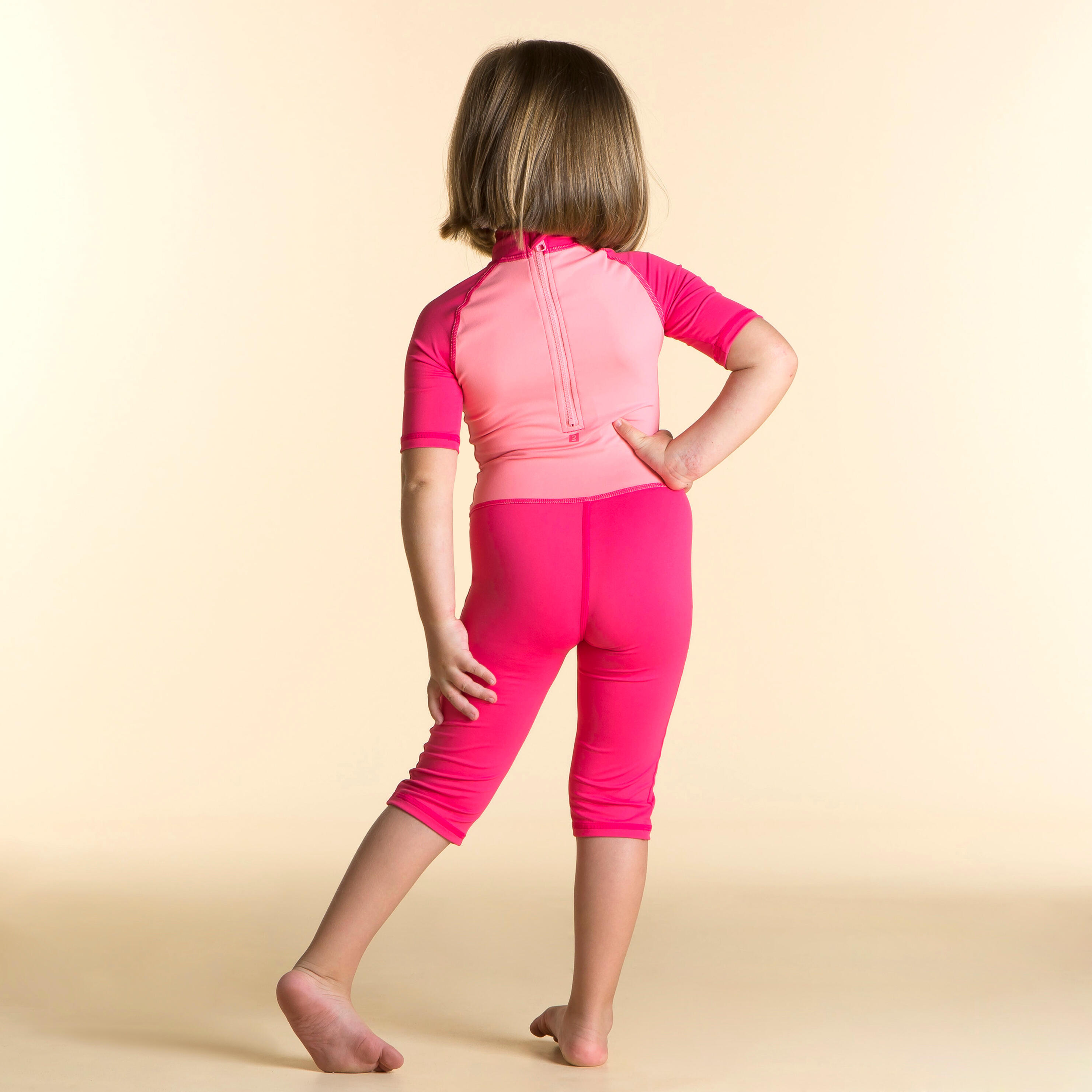 Baby / Kids' Swimming Short Sleeve UV-Protection Suit - Pink Print 2/3