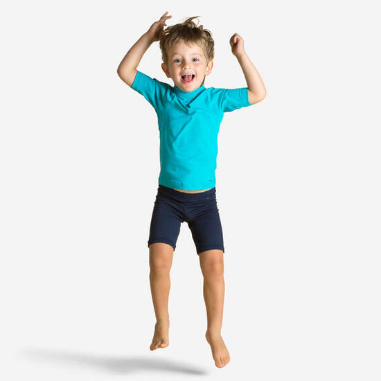 T-shirt anti uv bébé manches courtes bleu