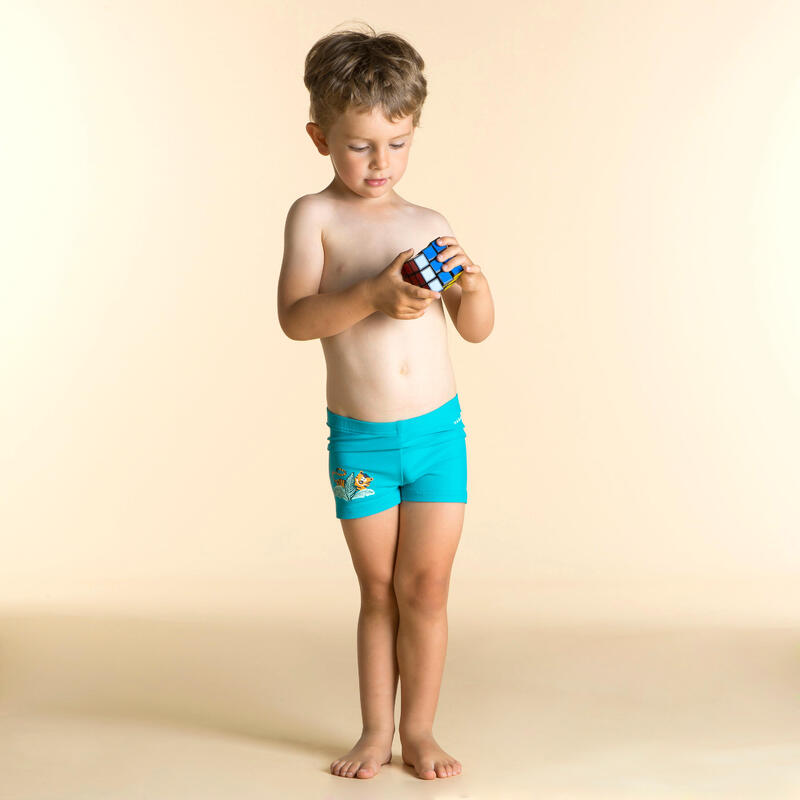 Boxer De Bain Bébé / Enfant Bleu Imprimé Tigre