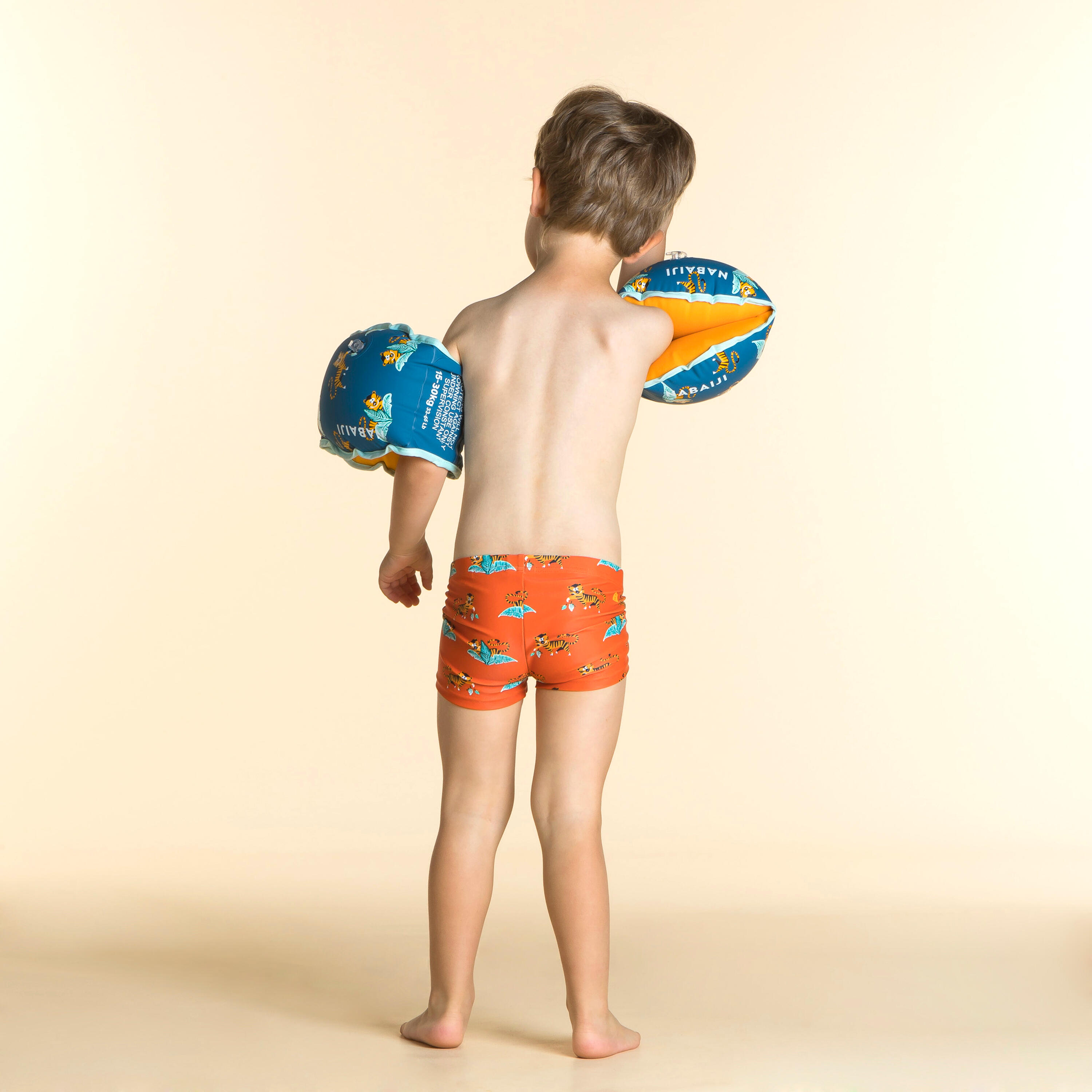 Baby / Kids' Swimming Boxers - Tiger Print Dark Orange 6/8