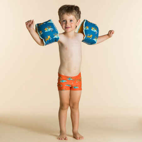 Μπρατσάκια πισίνας με εσωτερική επένδυση για παιδιά βάρους 15-30 kg - Τύπωμα Τίγρη/Μπλε