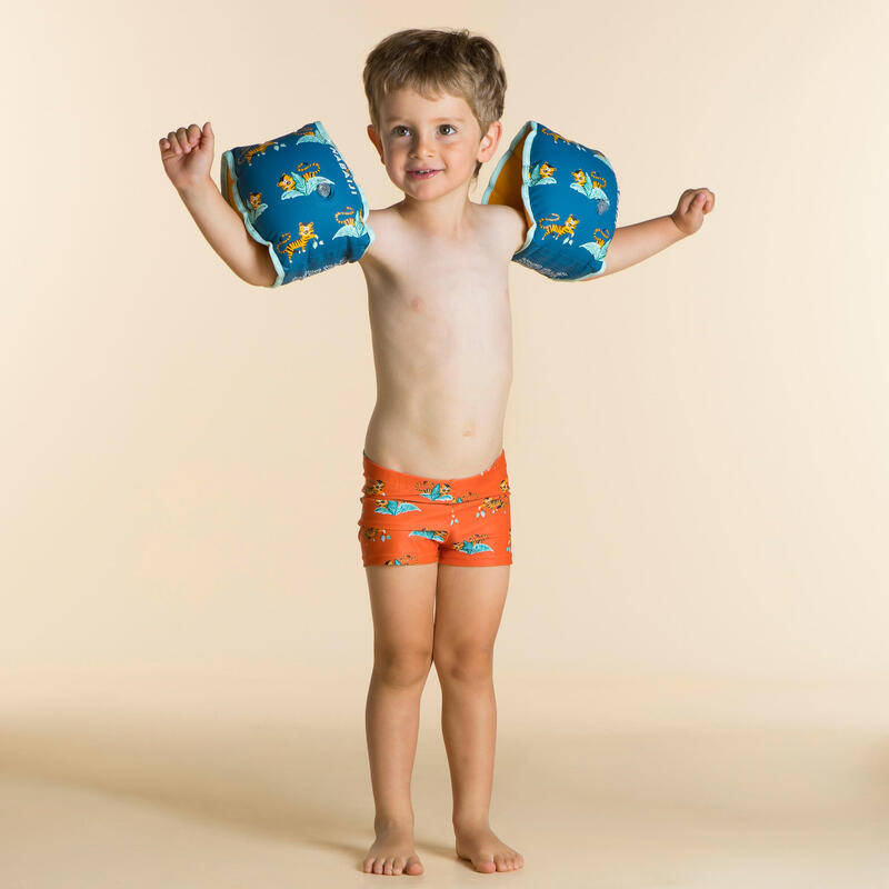 游泳臂圈 (適用於 15 到 30 kg 的兒童) 藍色虎紋帶有布質內側