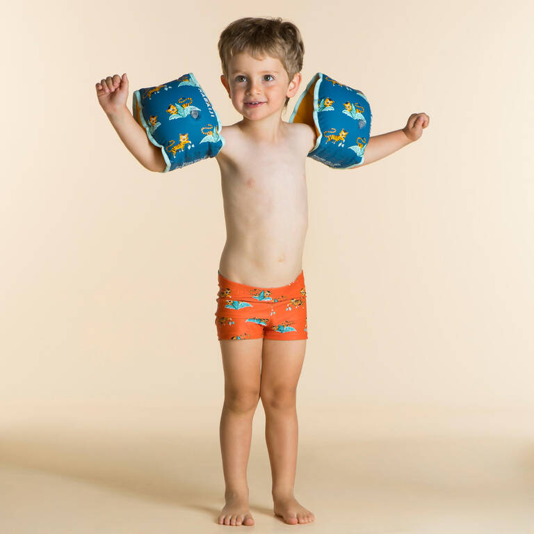 Baby / Kids' Swimming Boxers - Tiger Print Dark Orange