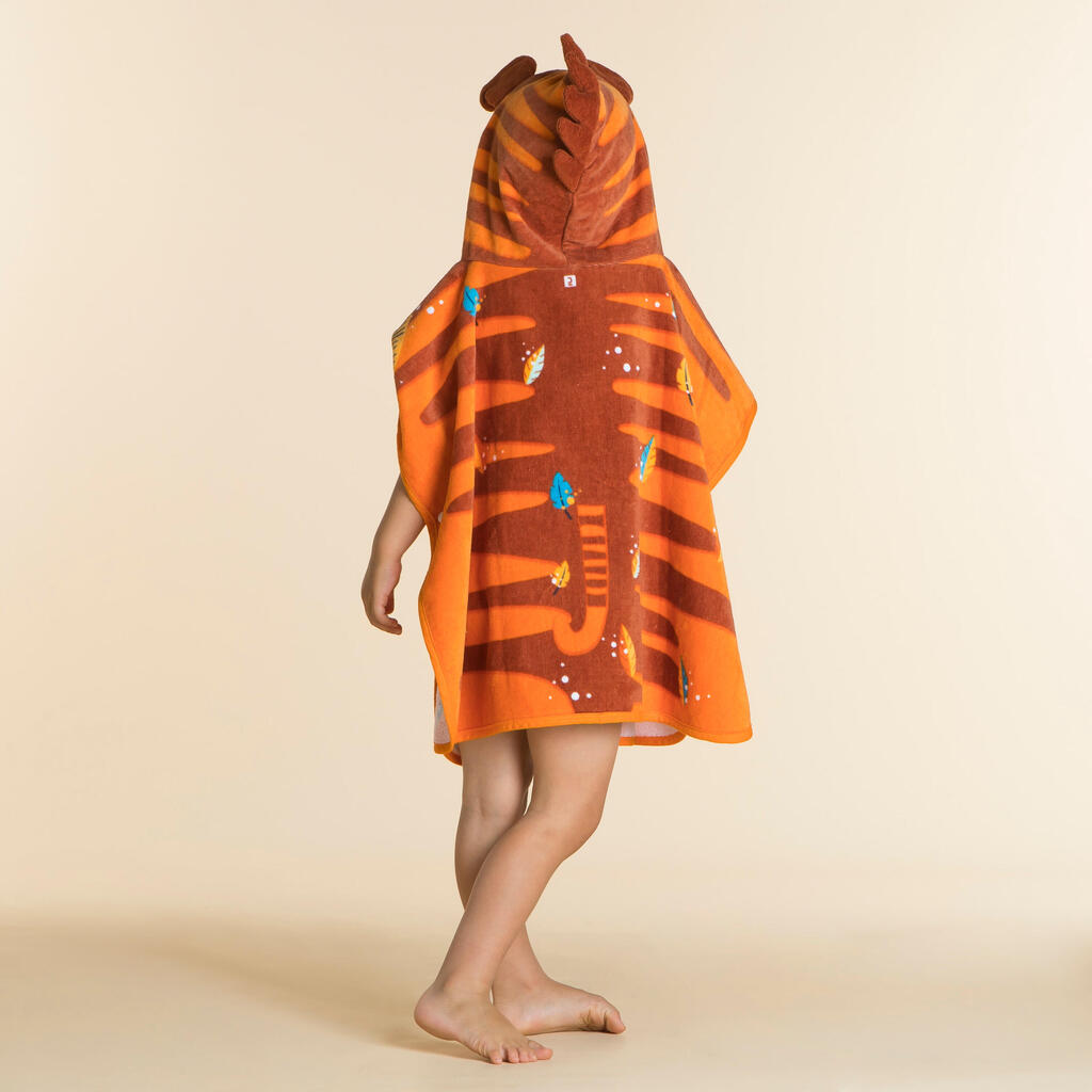 Bade-Poncho Baby Baumwolle - Tiger orange/braun