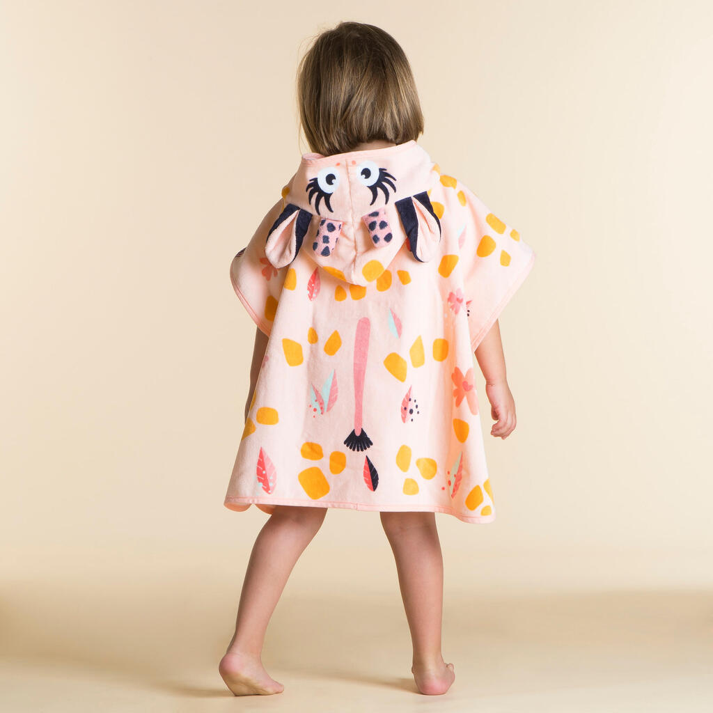 Poncho de Bain Coton Bébé - Girafe Blanc Rose