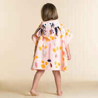 Kid's Bath Poncho Cotton - Giraffe White Pink