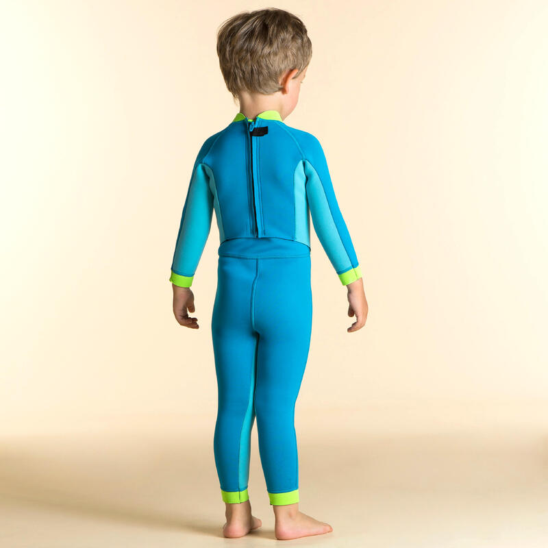 Combinaison de natation en néoprène enfant, TI WARM bleu vert