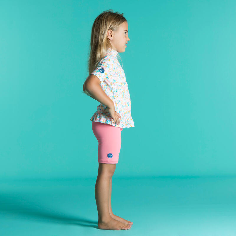 Pantaloncini baby anti-UV rosa da bambina