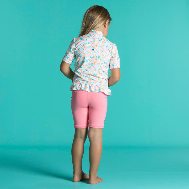 Pantaloncini baby anti-UV rosa da bambina