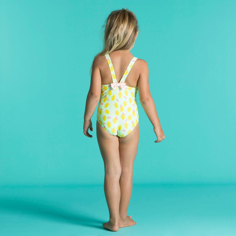 Dívčí plavky jednodílné žluté s potiskem citrónů