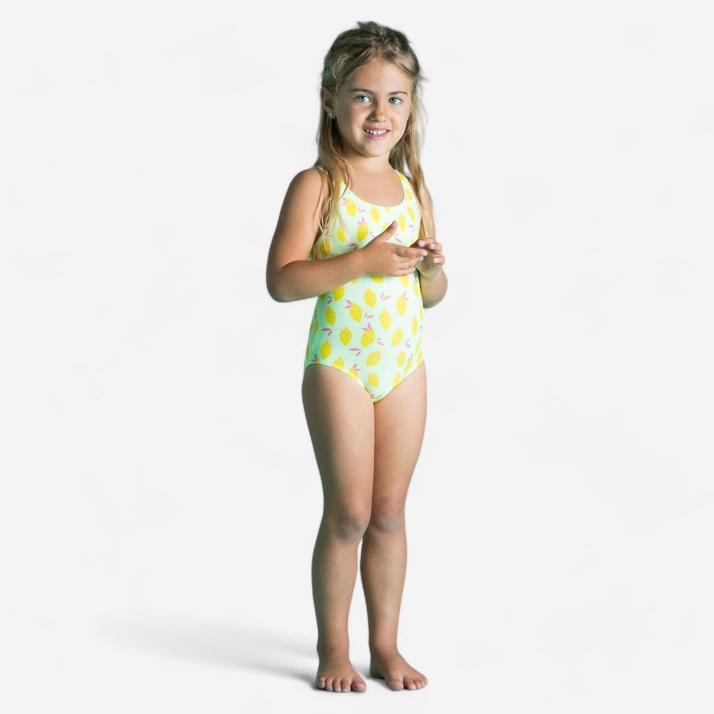 Baby girls' one-piece swimsuit - yellow lemon print