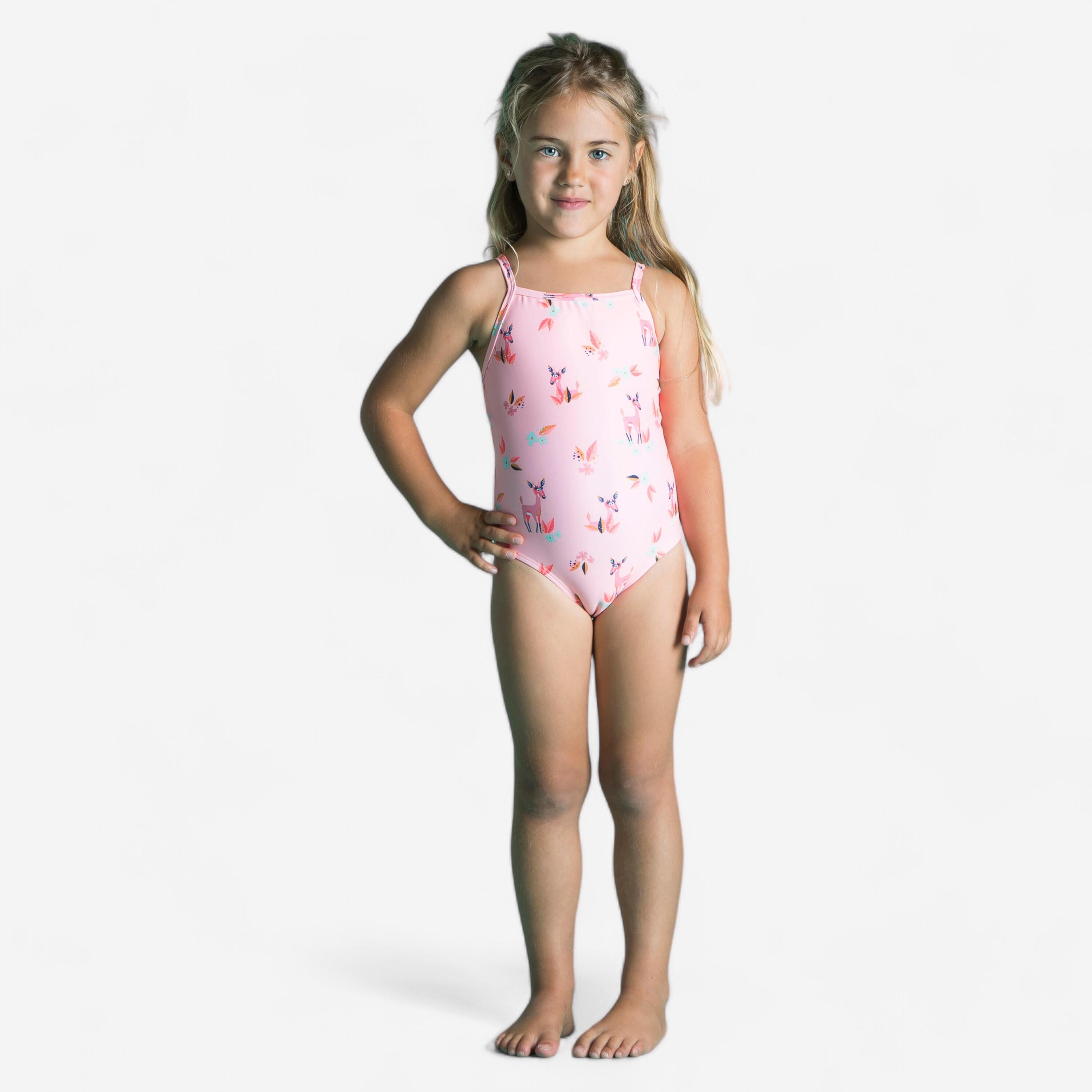 NABAIJI Baby Girls’ One-Piece Swimsuit - Pink with Gazelle Print