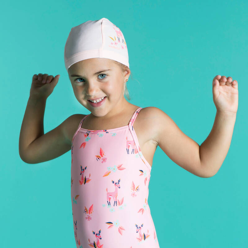 Gorro de natación en tela para bebé Nabaiji print rosa - Decathlon