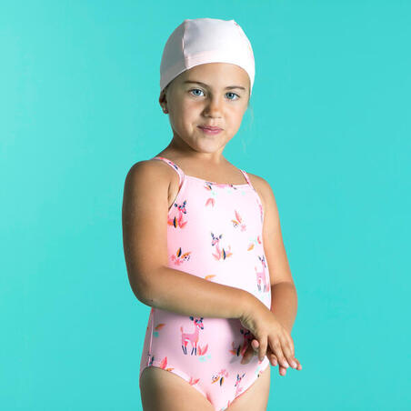 Шапочка дитяча для плавання текстильна рожева з принтом