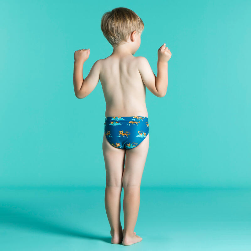 Badehose Slip Baby/Kinder - bedruckt Tiger blau