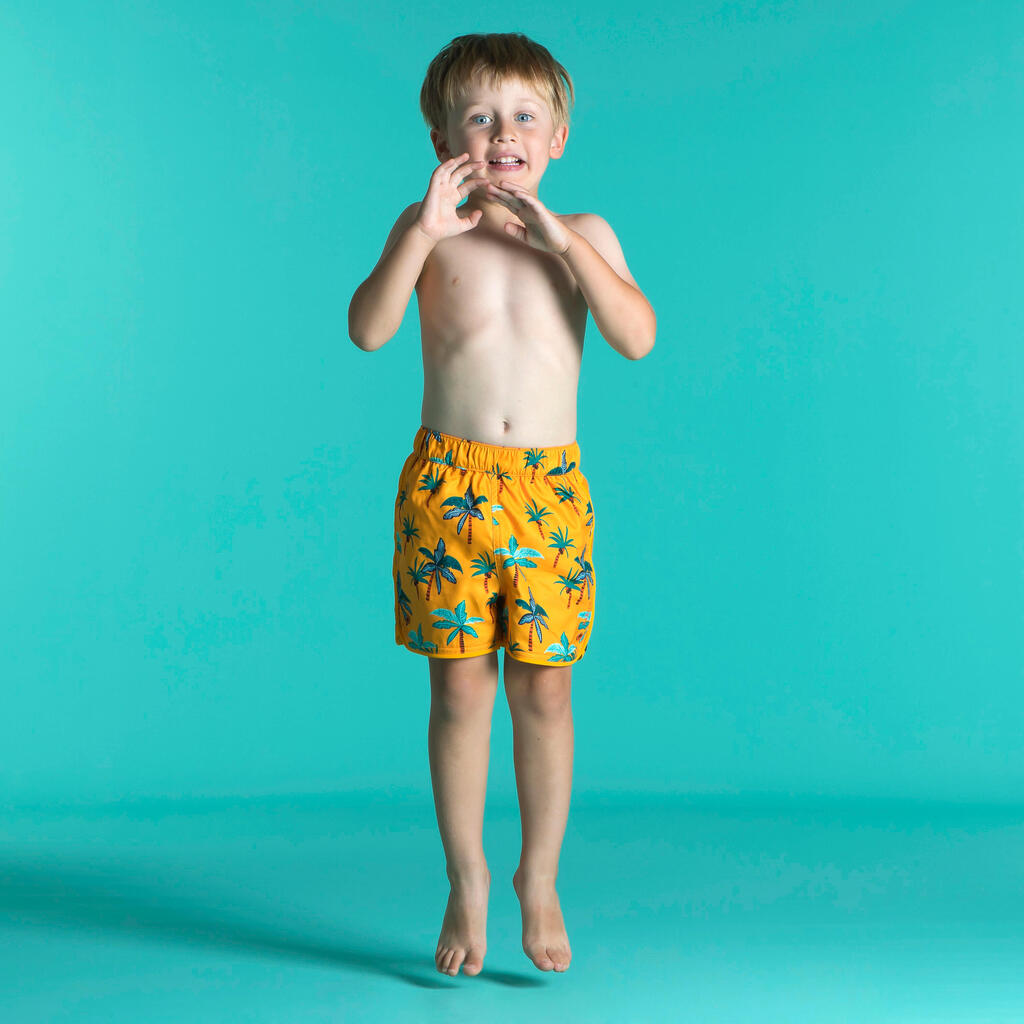 Baby / kids' swim shorts - yellow palm tree print