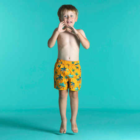 Short De Bain Bébé / Enfant Jaune Imprimé Palmiers