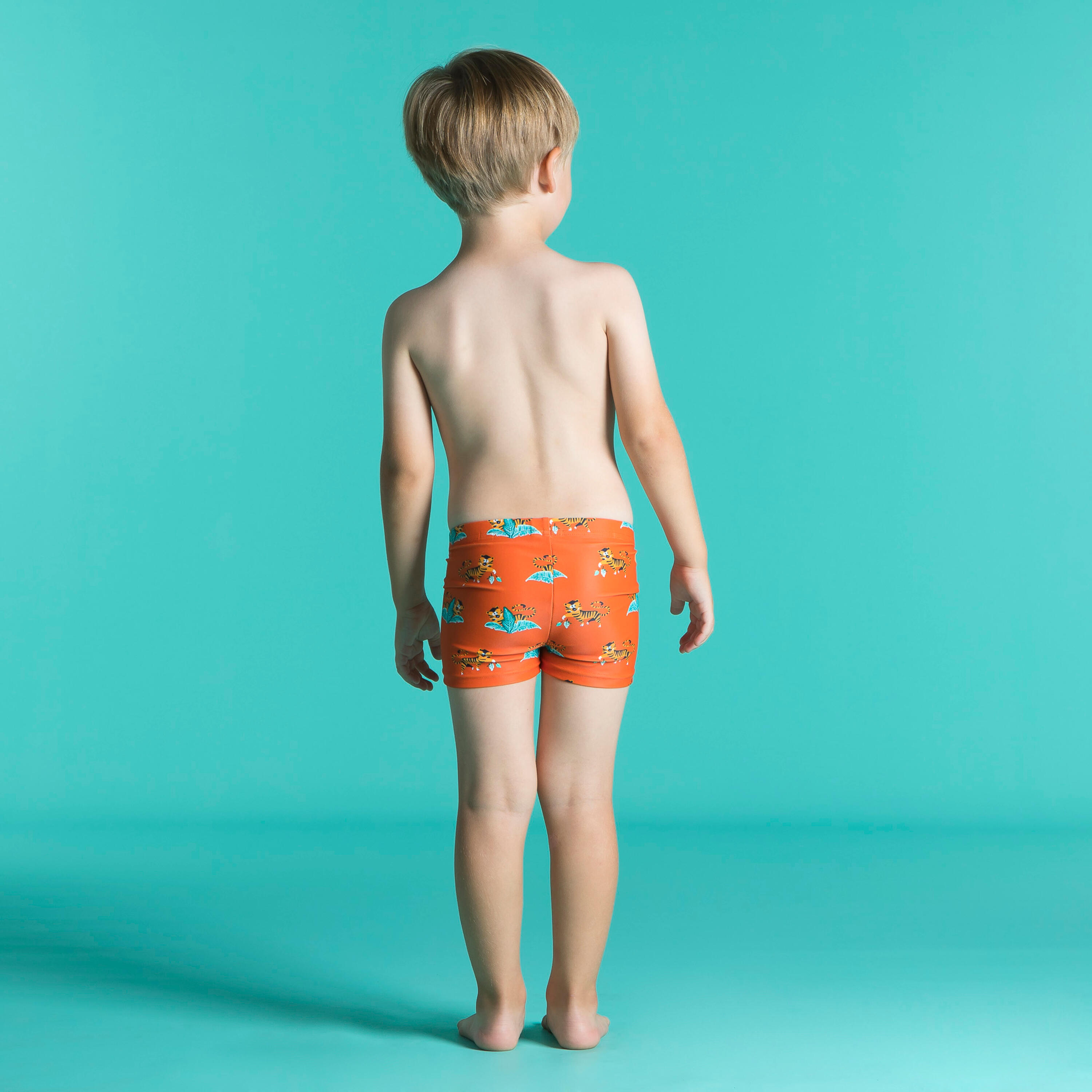 Baby / Kids' Swimming Boxers - Tiger Print Dark Orange 2/8