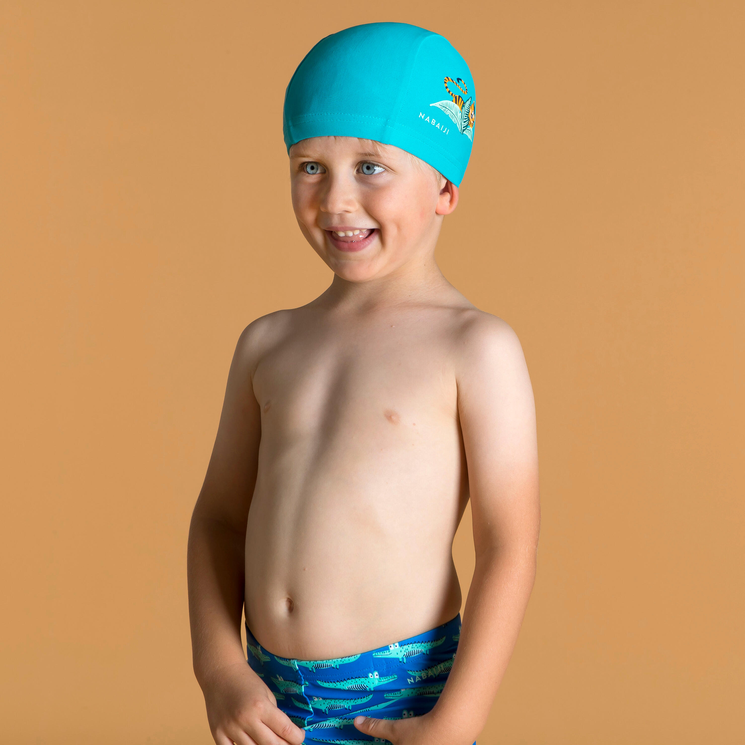 Blue Tiger Print Mesh Baby Bathing Cap