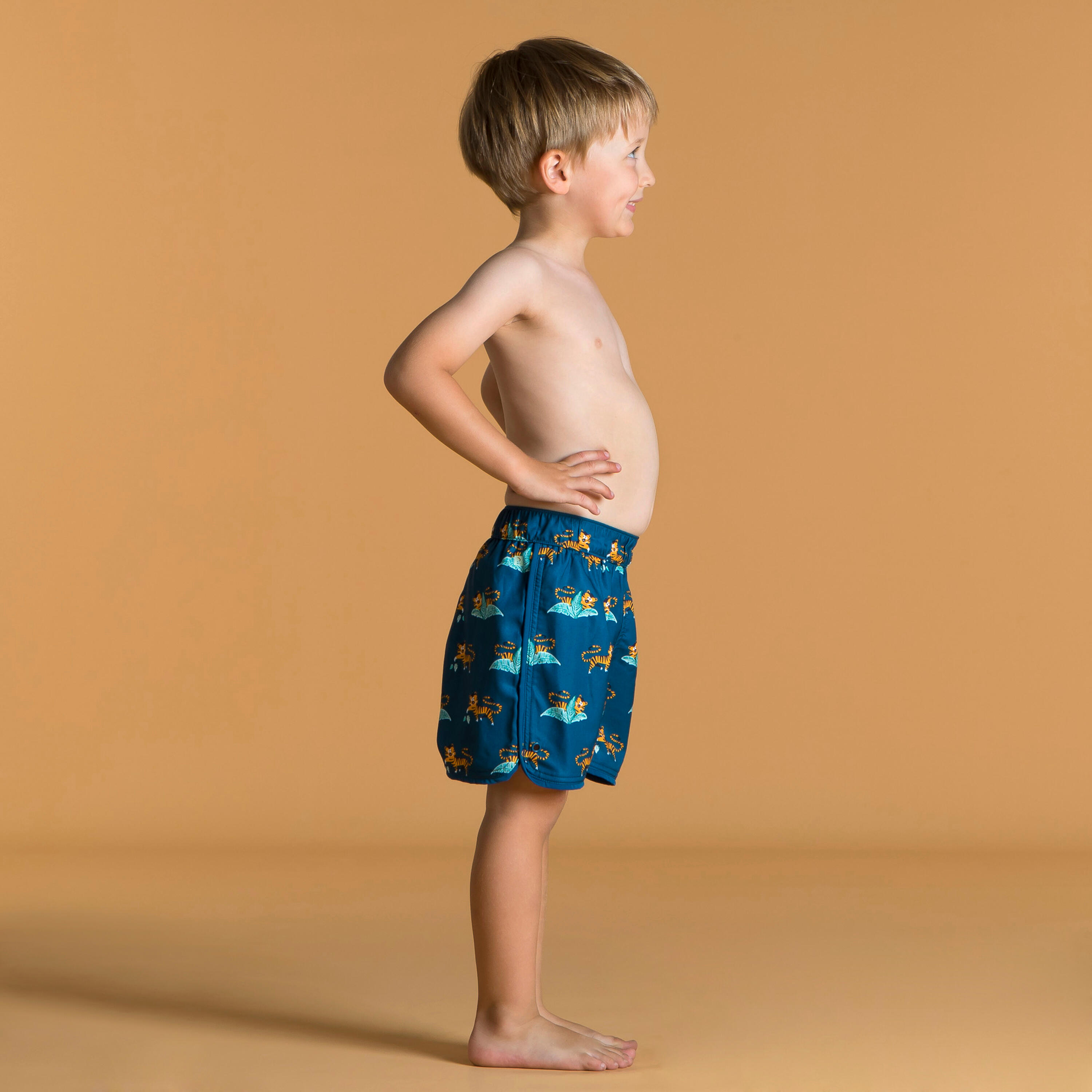 Baby Swim Shorts Dark Blue Tiger Print