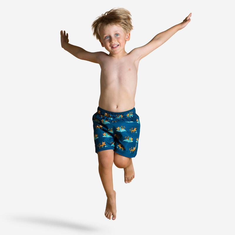 Baby / Kids Swim Shorts Dark Blue Tiger Print