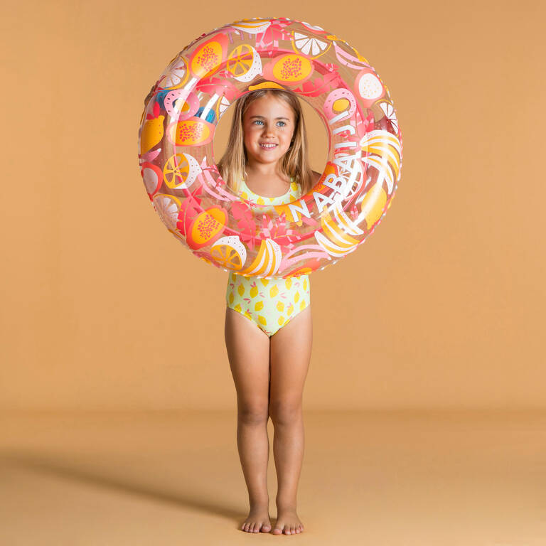Kids' Inflatable pool ring  65 cm  6- 9 Years Transparent - Pink
