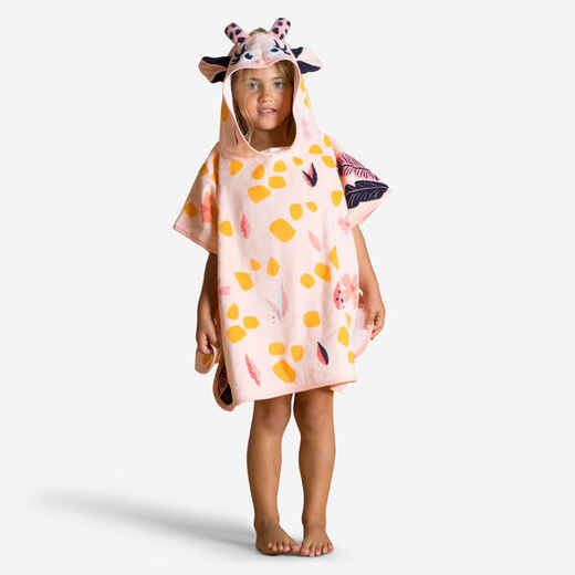 
      Bade-Poncho Baby Baumwolle - Giraffe weiß/rosa 
  