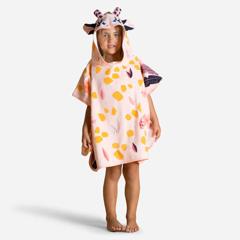 Bade-Poncho Baumwolle Giraffe Baby weiss/rosa Bade-Poncho Baumwolle Giraffe Baby weiss/rosa