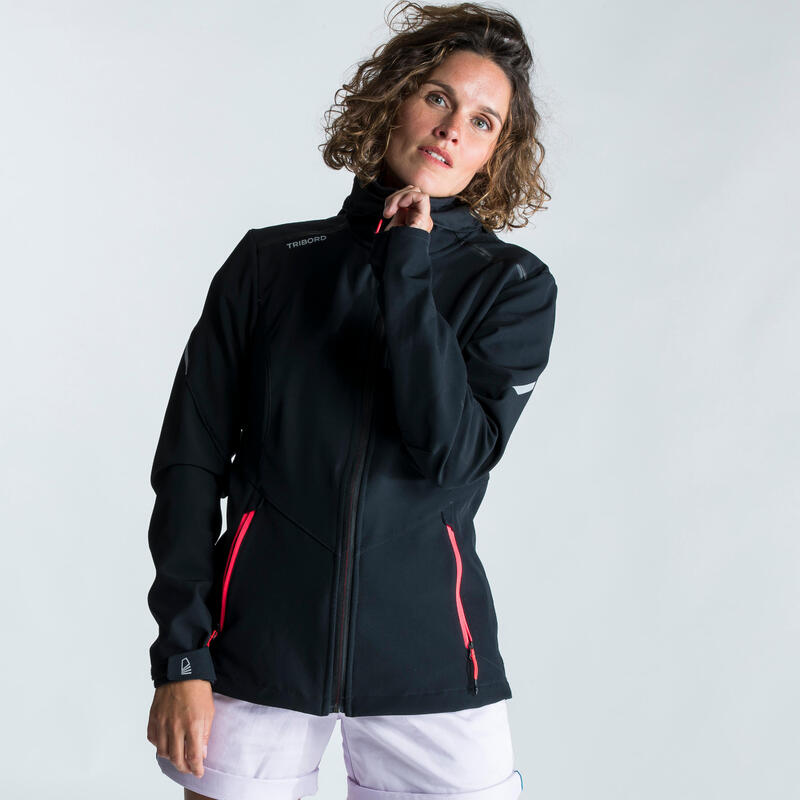 Geacă Softshell anti-vânt navigație SAILING 900 Negru Damă 