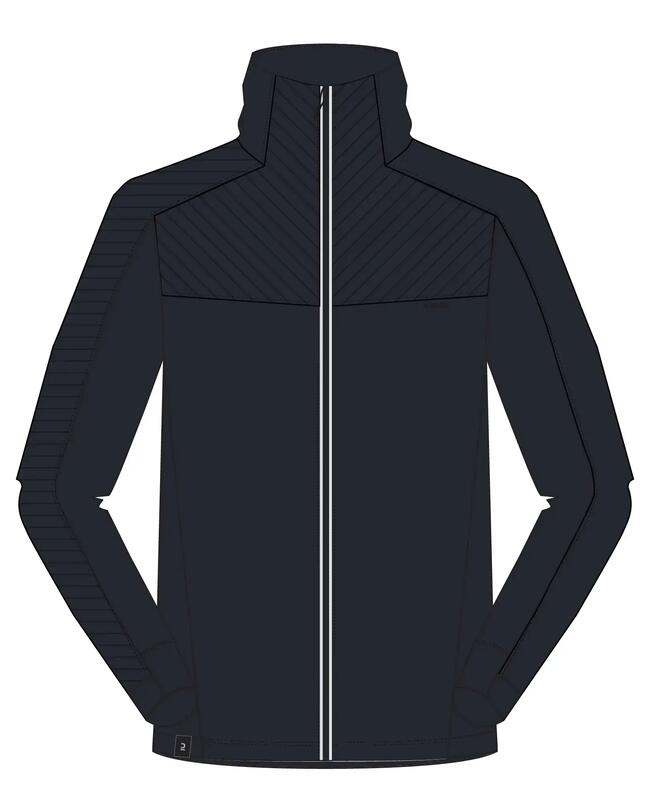 Veste de ski en laine mérinos et polaire homme 500 Warm - marine/blanc
