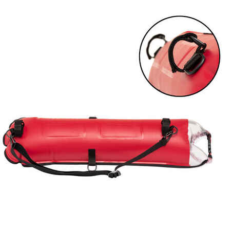 Long spearfishing buoy with watertight compartment