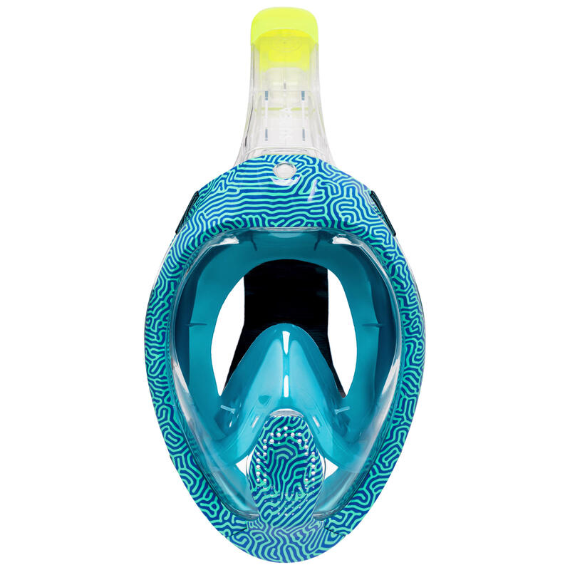 Kit de snorkeling masque Easybreath 540FT Freetalk palmes bleu Adulte Corail