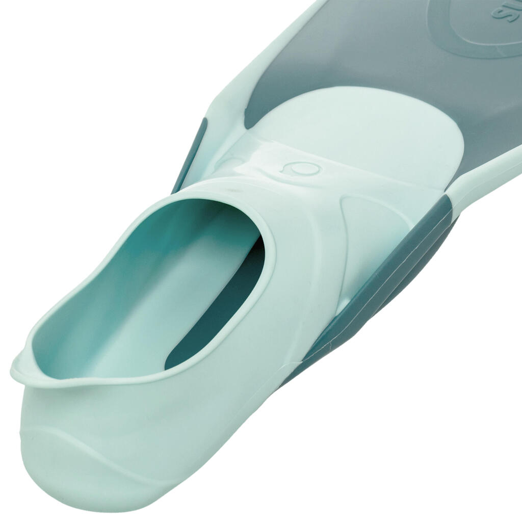 Kids' Snorkelling Fins SUBEA SNK 500 - Pastel Mint and Grey Blue