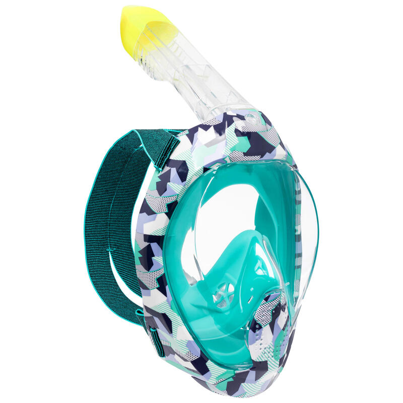 Snorkelmasker Easybreath met akoestisch ventiel voor volwassenen 540 camouflage paars